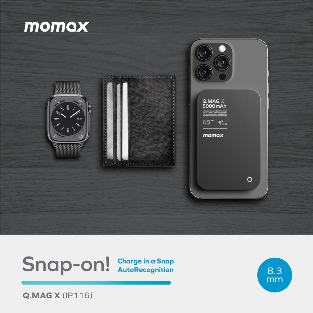 MOMAX Q.MAG X 5000mAh 15W MAGSAFE WIRELESS POWER BANK | Space.ae